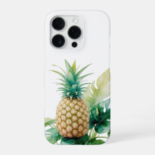 Golden Pineapple met Monstera Waterverf Tropical iPhone 16 Pro Hoesje