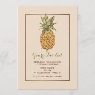 Golden Pineapple Open House Invitation Kaart