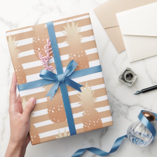 Golden Pineapples Pattern Cadeaupapier (Geschenken)