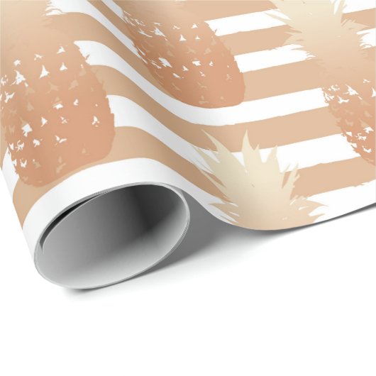 Golden Pineapples Pattern Cadeaupapier (Rol Hoek)