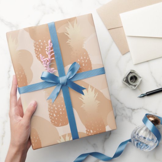 Golden Pineapples Pattern Cadeaupapier (Geschenken)