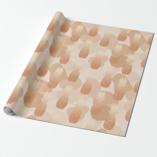 Golden Pineapples Pattern Cadeaupapier (Uitgerold)