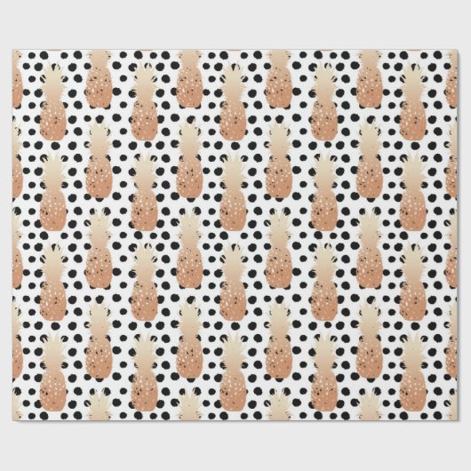 Golden Pineapples Pattern Tropical  Cadeaupapier (Vlak)