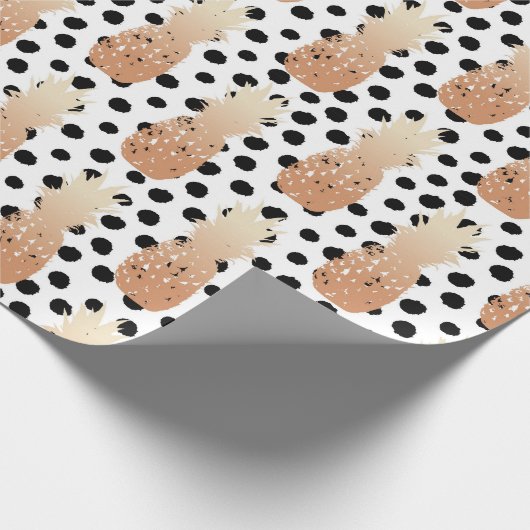Golden Pineapples Pattern Tropical  Cadeaupapier (Hoek)