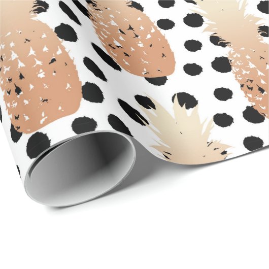 Golden Pineapples Pattern Tropical  Cadeaupapier (Rol Hoek)