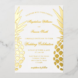 golden pineapples wedding folie uitnodiging