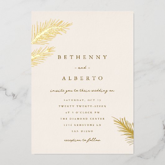Golden Pines Folie uitnodiging (Voorkant)