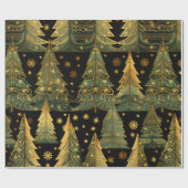 Golden Pines on Midnight Wrapping Paper Cadeaupapier (Vlak)