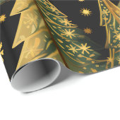 Golden Pines on Midnight Wrapping Paper Cadeaupapier (Rol Hoek)