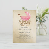 Golden Pink Baby shower Invite Kaart (Staand voorkant)