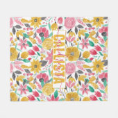 Golden Pink Flowers verlaat Waterverf kunstmonogra Fleece Deken (Voorkant (Horizontaal))