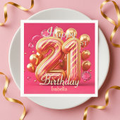 Golden Pink Glam Chic 21st Birthday Balloons Servet