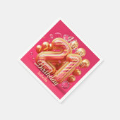 Golden Pink Glam Chic 21st Birthday Balloons Servet (Hoek)
