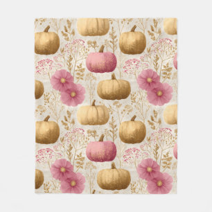 Golden & Pink Pumpkins Herfst Design Fleece Deken