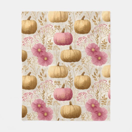 Golden & Pink Pumpkins Herfst Design Fleece Deken (Voorkant)