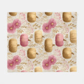 Golden & Pink Pumpkins Herfst Design Fleece Deken (Voorkant (Horizontaal))