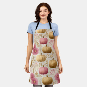 Golden & Pink Pumpkins Herfst Design Schort