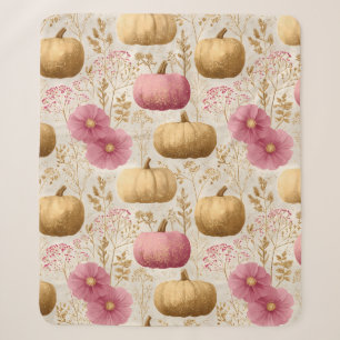 Golden & Pink Pumpkins Herfst Design Sherpa Deken