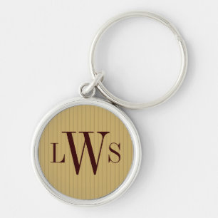 Golden Pinstripe Monogram Gift Sleutelhanger