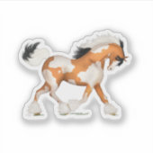 Golden Pinto Gypsy Horse Overo Equestrian Sticker (Voorkant)