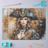 Golden Pirate Queen | Nautical Caribbean Decoupage Tissuepapier (Craft)