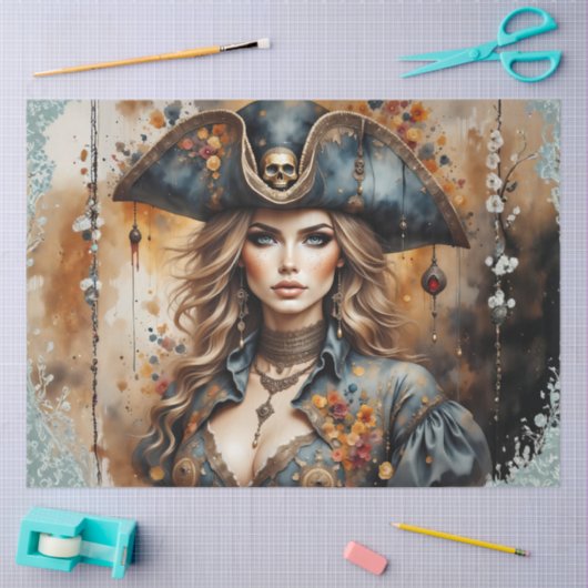Golden Pirate Queen | Nautical Caribbean Decoupage Tissuepapier (Craft)
