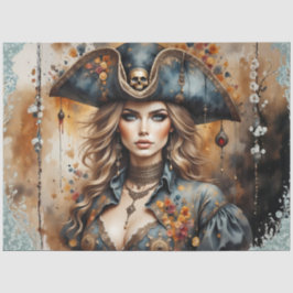 Golden Pirate Queen | Nautical Caribbean Decoupage Tissuepapier
