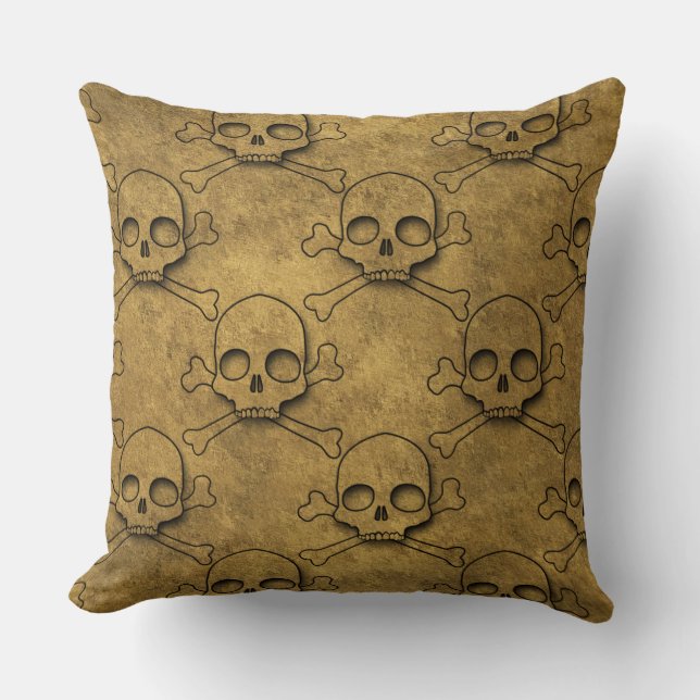 Golden Pirates Skull Pattern Kussen (Voorkant)