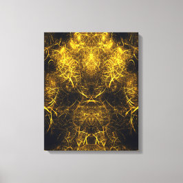 Golden Plasma Energy Fractal Art Canvas Afdruk