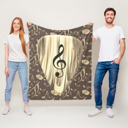 Golden Plectron – Stijlvol design voor muziekliefh Fleece Deken (In situ)