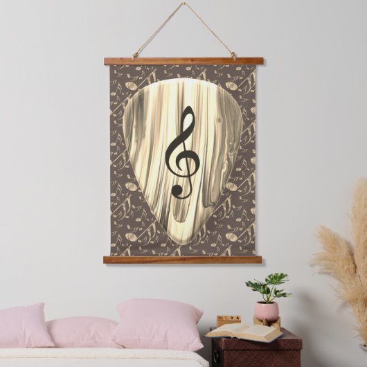 Golden Plectron – Stijlvol design voor muziekliefh Hangend Wandkleed (Slaapkamer)