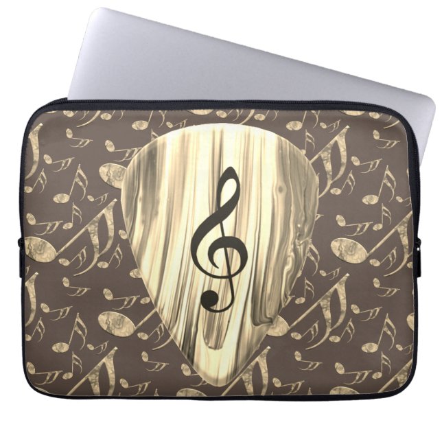 Golden Plectron – Stijlvol design voor muziekliefh Laptop Sleeve (Voorkant)