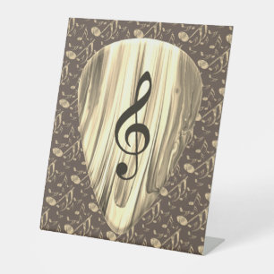 Golden Plectron – Stijlvol design voor muziekliefh Reclamebord Met Voetstuk