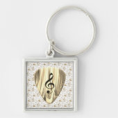 Golden Plectron – Stijlvol design voor muziekliefh Sleutelhanger (Voorkant)