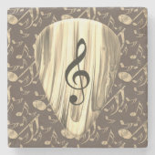 Golden Plectron – Stijlvol design voor muziekliefh Stenen Onderzetter (Voorkant)