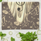 Golden Plectron – Stijlvol design voor muziekliefh Theedoek (Gevouwen)