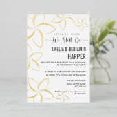 Golden Plumeria Vow Renewal Uitnodiging die we nog (Staand Voorkant)