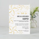 Golden Plumeria Vow Renewal Uitnodiging die we nog (Staand Voorkant)