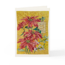 Golden Poinsettia | Blank Fine Art Christmas Card