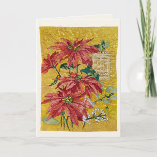 Golden Poinsettia | Blank Fine Art Christmas Card Feestdagen Kaart