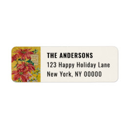 Golden Poinsettia | Christmas Return Address Etiket
