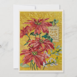 Golden Poinsettia | December 25 Holiday Party Kaart