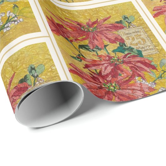 Golden Poinsettia | Fine Art Christmas Gift Wrap Cadeaupapier (Rol Hoek)