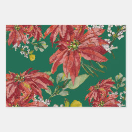 Golden Poinsettia | Fine Art Christmas Red Inpakpapier Vel