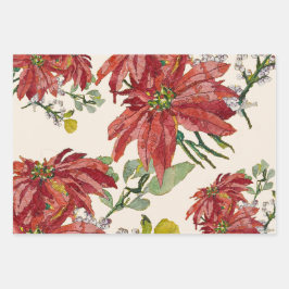 Golden Poinsettia | Fine Art Christmas Red Inpakpapier Vel