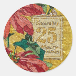 Golden Poinsettia | Fine Art Christmas Sticker