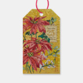 Golden Poinsettia | Fine Art Vertical Christmas Cadeaulabel (Achterkant)
