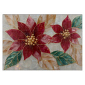 Golden Poinsettias – Elegant Christmas Snijplank (Voorkant)