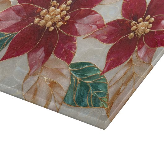 Golden Poinsettias – Elegant Christmas Snijplank (Hoek)