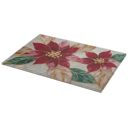 Golden Poinsettias – Elegant Christmas Snijplank (Hoek)